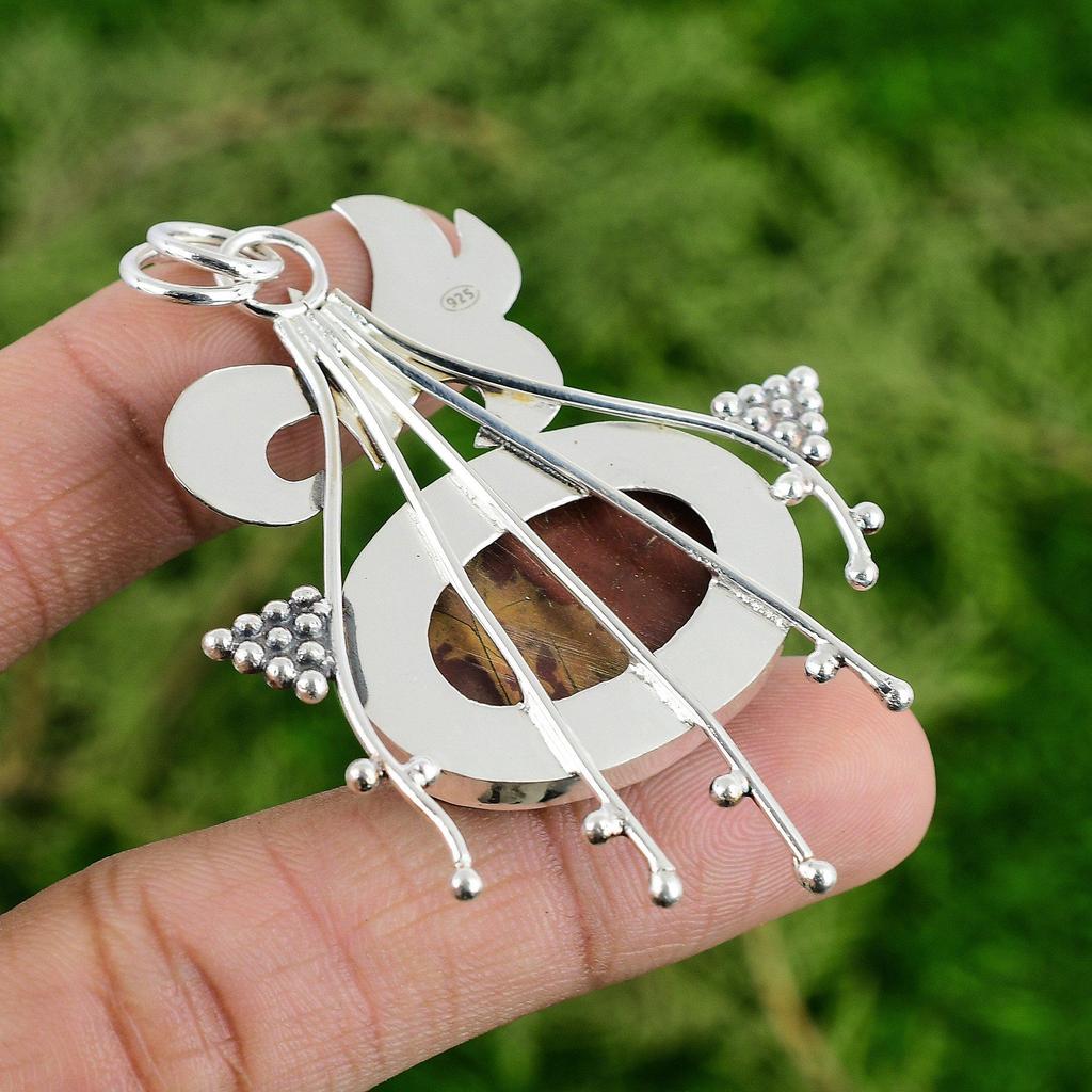 Noreena Jaspis Edelstein 925 Sterlingsilber Art Deco Lünette Hochzeit Ehefrau Anhänger