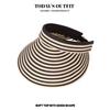 New Summer Black and White Striped Large Brim Sun Protection Hat for Women In Summer Foldable Casual and Versatile Sun Protection Hat