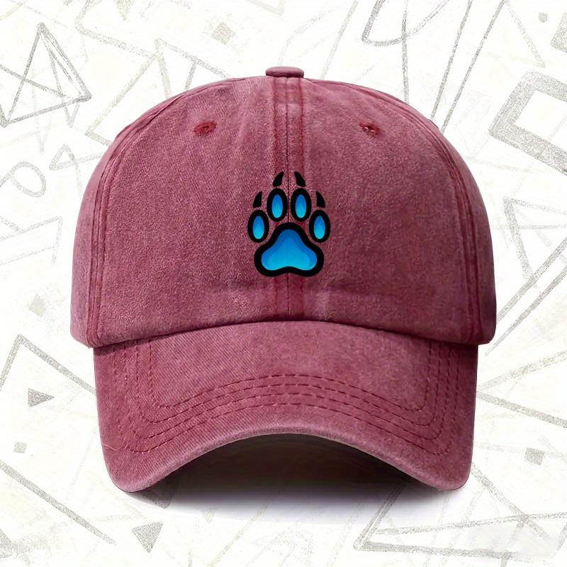 Pc Vintage Washed Hat with Paw Print Design Unisex Solid Baseball Cap AllSeason Wear Ideal Gift for Weddings Parties and