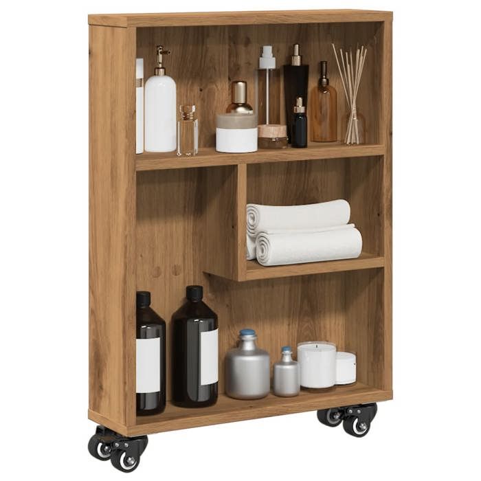 VidaXL Chariot de rangement étroit chêne artisanal bois d'ingénierie, chariot de rangement mince, chariot de cuisine sur 855231