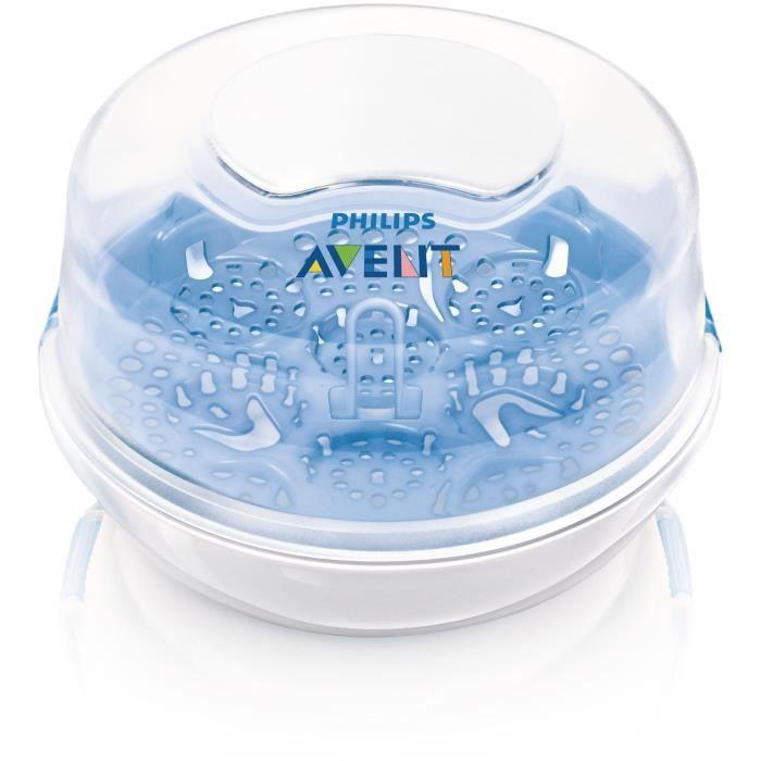 Stérilisateur micro-ondes - PHILIPS AVENT - Vapeur rapide - Bleu/Blanc - Stérilise en 2 min - Design compact