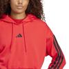 Adidas Essentials French Terry Crop Pure 3-Stripes Hoodie, KVC41, Women's, Ruby/Black (IS6997)