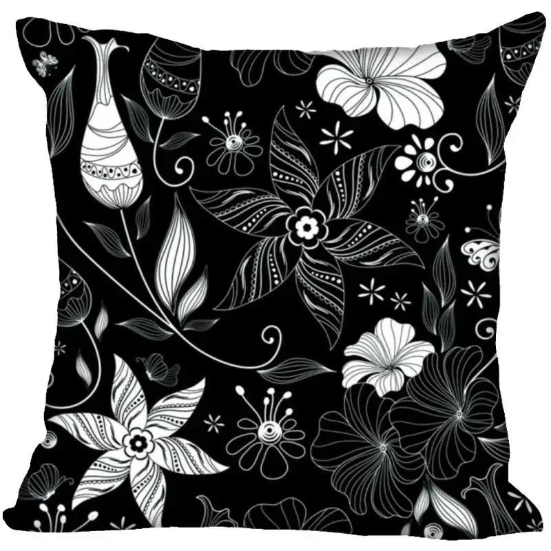 Black And White Pattern Throw Pillow Cover With Short Plush Print For Living Room Sofa Decoration Cushion Cover Pillow Covers