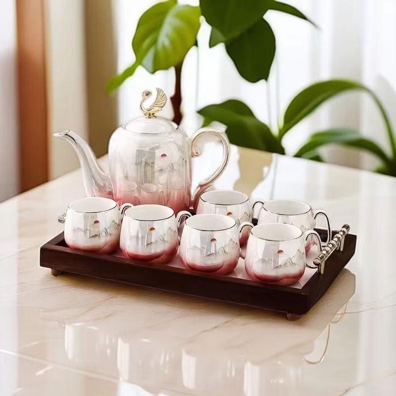 Handun Rising Sun Ceramic Tea Set with Square Tray