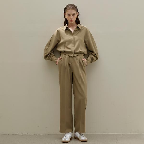 ATELIER NAIN Vera Setup High-Waisted Double-Pleated Wide Long Pants (Pt-5441)