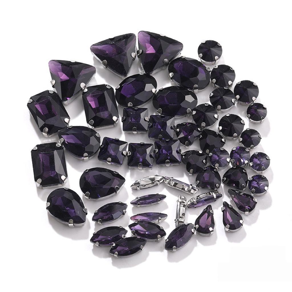 Factory Hot Sale Rhinestones Popular Colors Mix Shapes Sew On Rhinestones Claw Glass Rhinestones for Wedding Dress