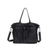 Velkokapacitní džínová crossbody taška na zip, jednobarevná, všestranná, módní, měkká, jednoduchá, trendy, taška přes rameno