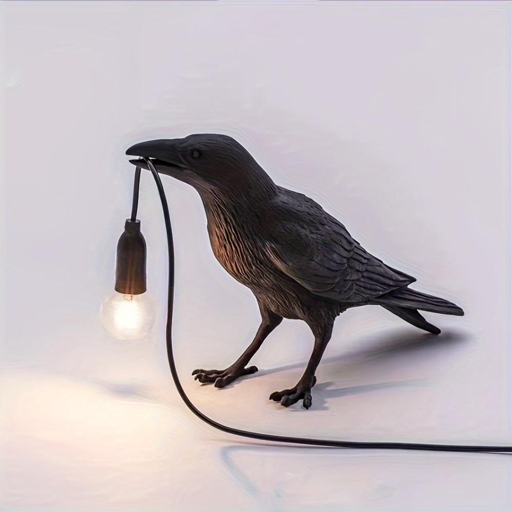 

E14 Bulb with Plug Gothic Raven Lamp Vintage Resin Bird Lamp for Nightstand, Office, Living Room Farmhouse Art Deco Style Warm Light&E14