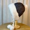 Down Cotton Lei Feng Hat for Women Korean Version Sweet and Cute Fur Ball Lei Feng Hat Winter Thickened Warm Ear Protection Plush Hat