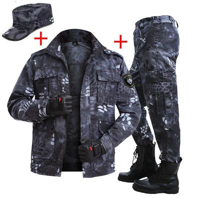 Novo terno de camuflagem com padrão de python preto masculino, traje tático das forças especiais do exército, macacão resistente ao desgaste, traje de montanhismo, traje de soldado militar