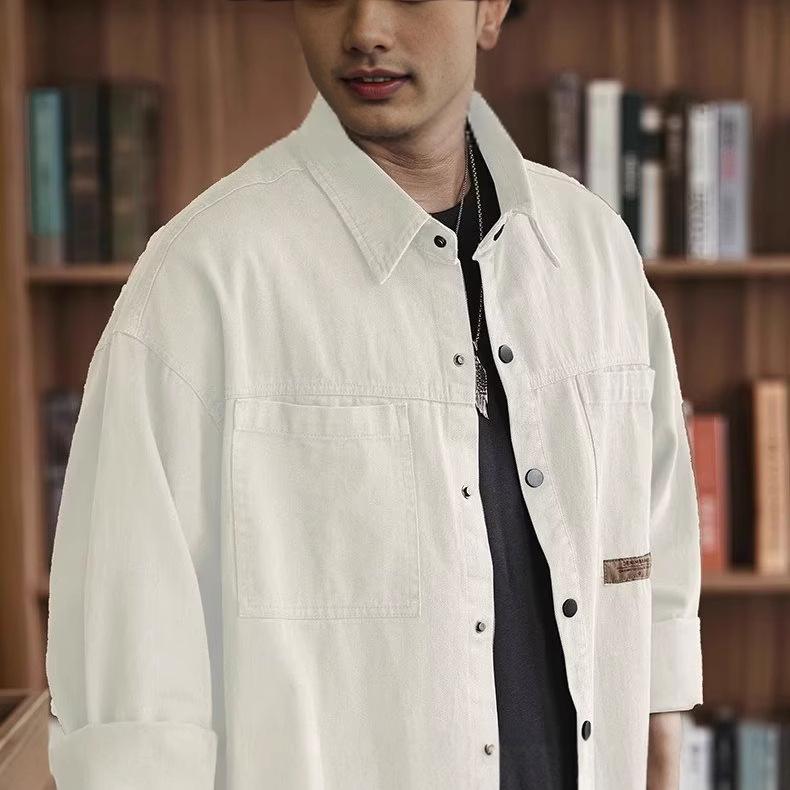 Men's Trendy Loose-Fit Lapel Jacket - Spring/Autumn Casual Solid Color Cardigan