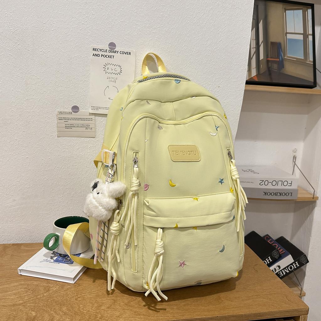 Schoolbag Junior high school student schoolbag girl Japanese and Korean ins wind star embroidery multi-compartment backpack versatile high-value