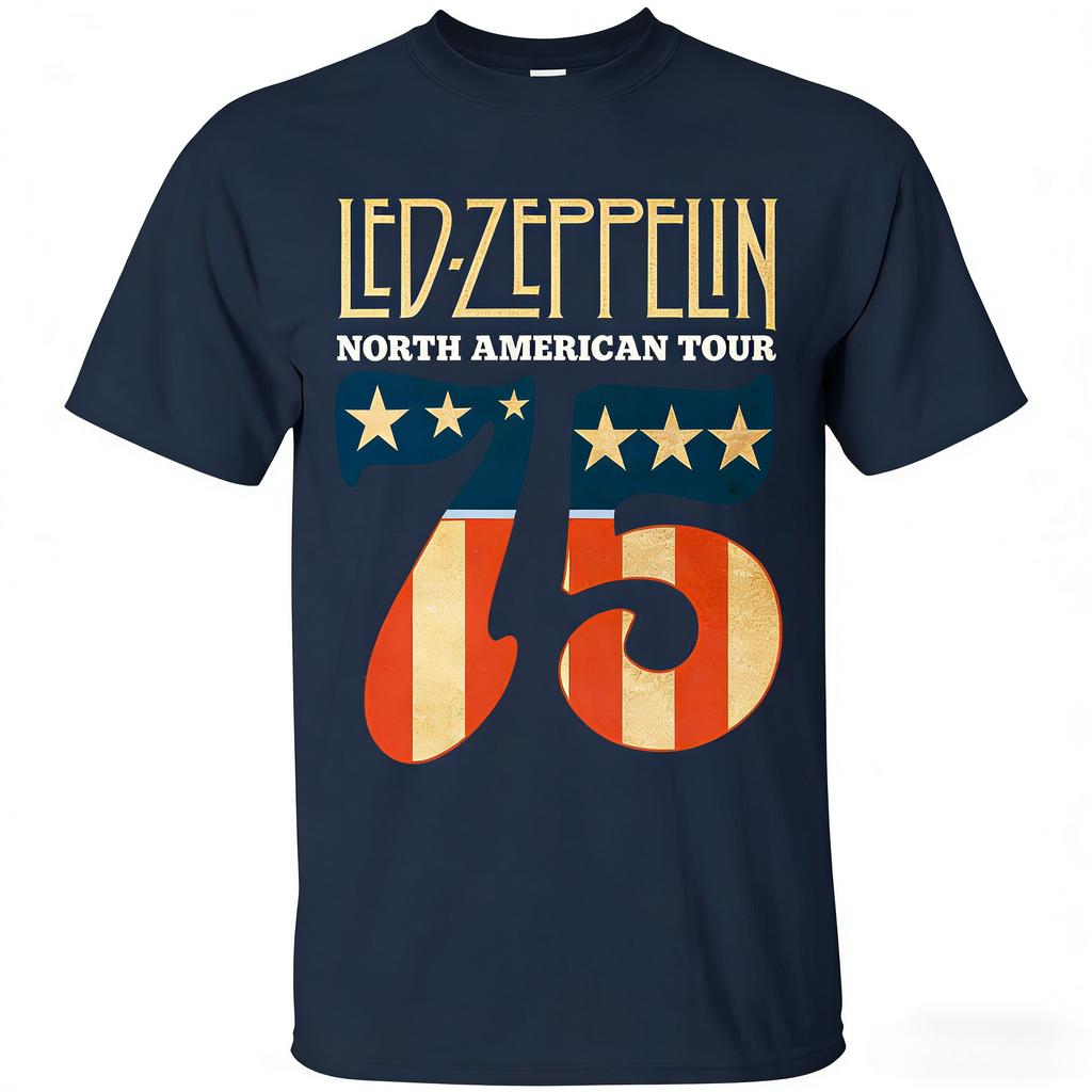 Rock Band Led Zeppelin Unisexs 100Cotton 75th Anniversary Graphics Tshirt Summer Spring Women Oversized Hiphop Y2k Fashion Tshirt