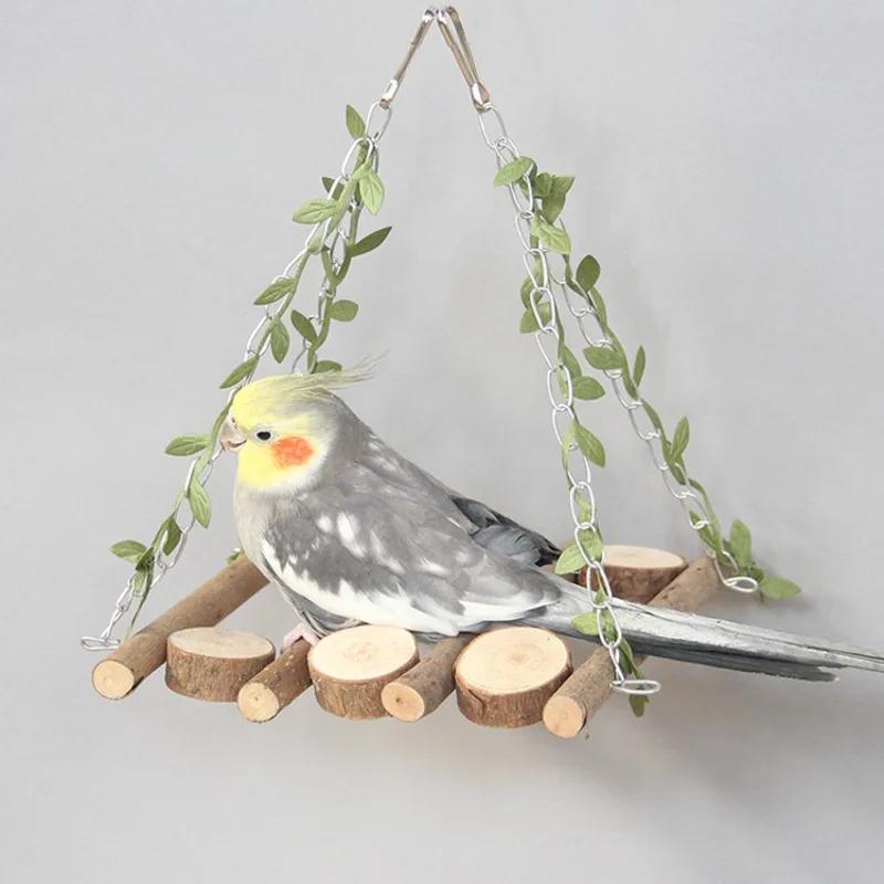 

Natural Branch Swing Parrot Toys Climbing Boardwalk Bird Toys Perched Birdcage Accessories