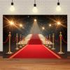 Fondo Fotografico Tappeto Rosso di Hollywood, Tema Uscita Film e Premio Oscar, Fondo Fotografico Focalizzato sull'Oro, Decorazioni per Eventi e Palchi