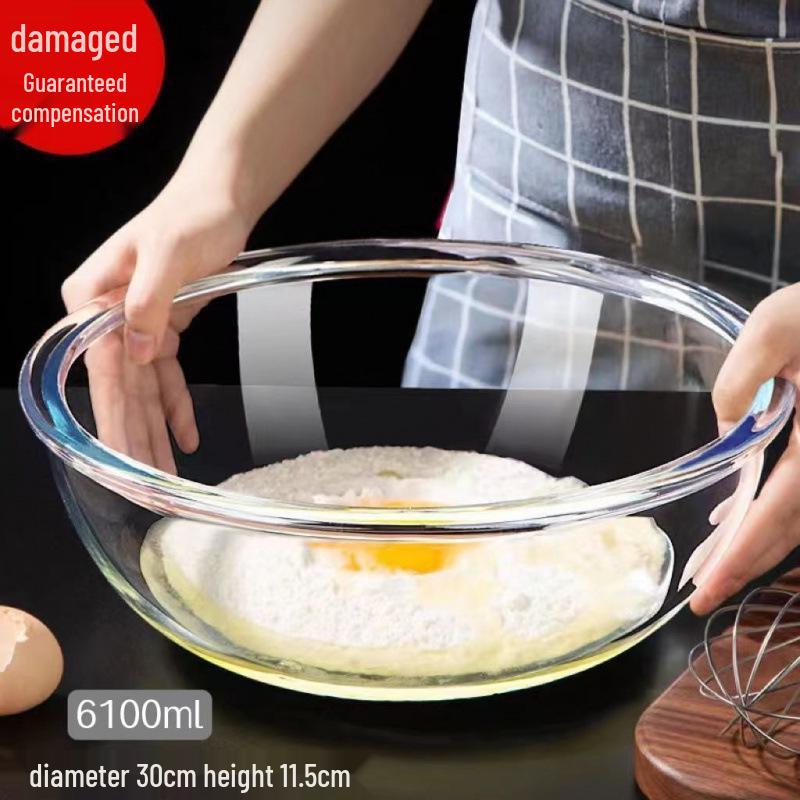 

Велика Прозора Потовщена Боросилікатна Скляна Миска для Змішування - Антипригарна, Стійка до Високих Температур для Салатів, Випічки та Збивання Яєць Default