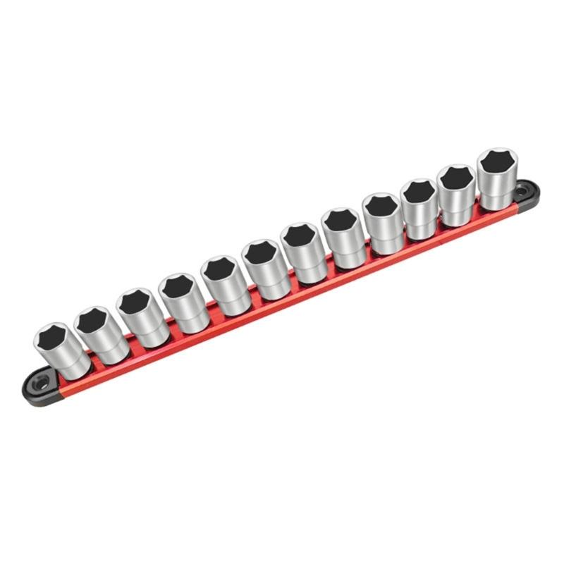 Magnetic Socket Holder Rails With Adjustable Clip For 1/4 3/8 1/2 Inch Sockets Organizer Tool Wall Storage Easy Access