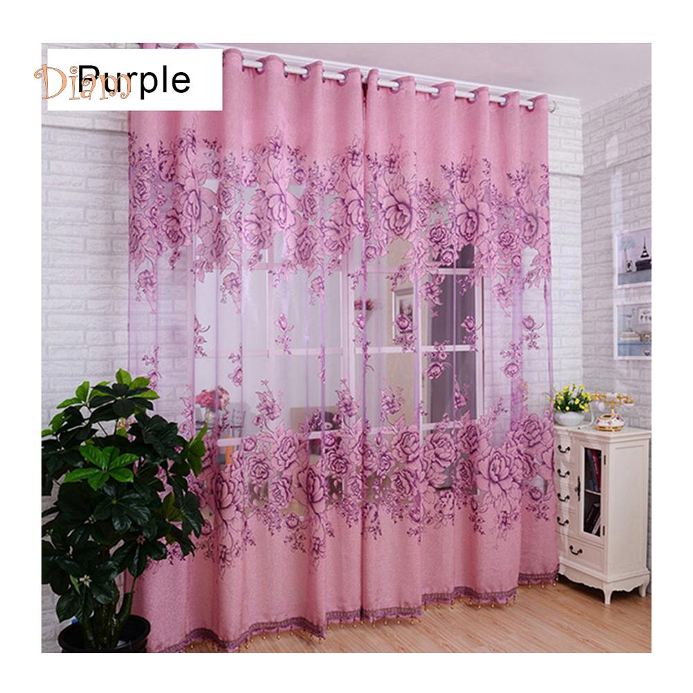 1Pc Flower Jacquard Tulle Window Curtain Drape Bedroom Balcony Living Room Decor Live City Fashion Home Decor