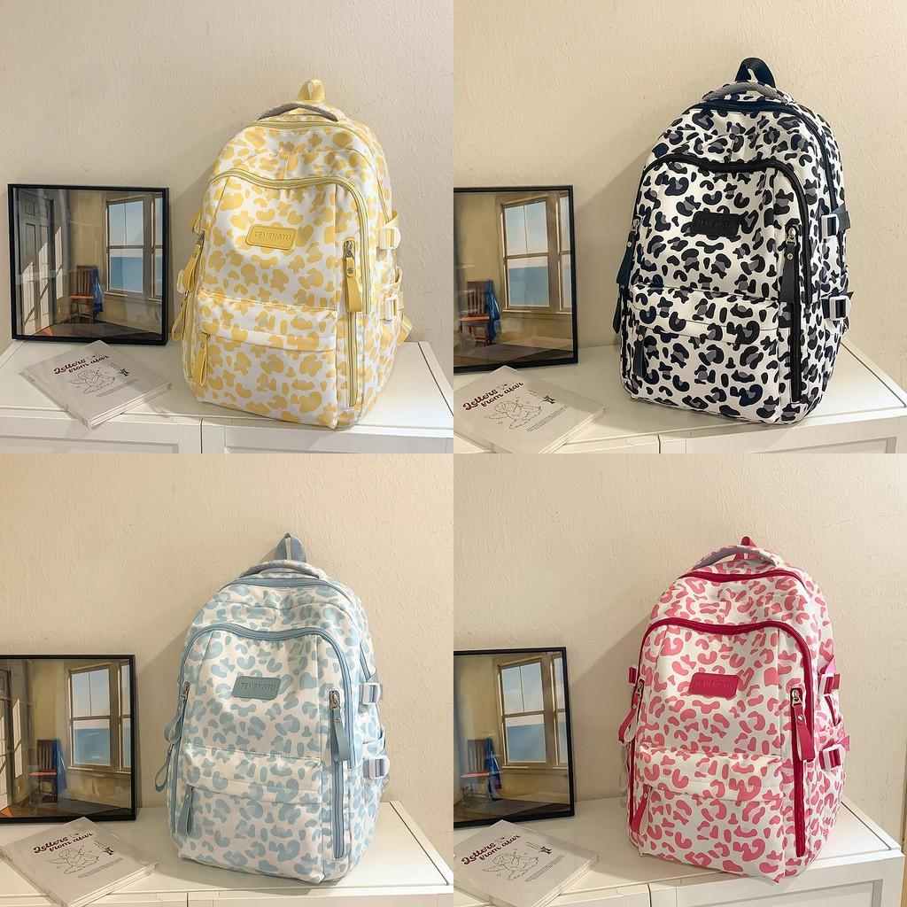 Nylon Cow Pattern Backpack For Women With 20l Capacity For Daily Use