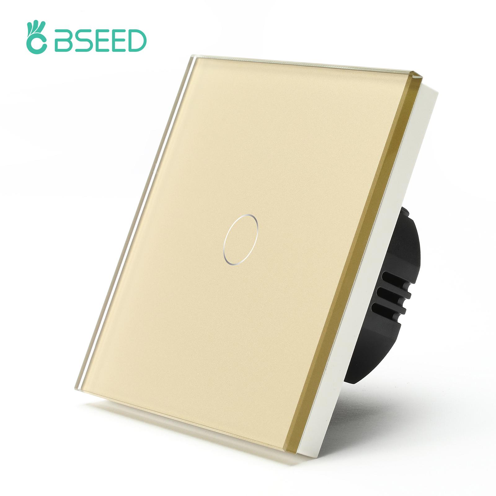 

BSEED EU Standard 1/2/3Gang Touch Switches 1way Light Sensor Switch With USB Sockets Wall Sockets Type-C Ports Glass Panel EU standard
