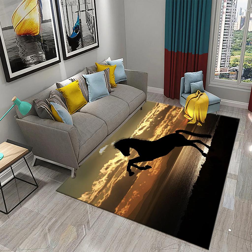 3D Horses Carpet for Living Room Sofa Area Rug Bedroom Bedside Decor Mat Kitchen Rug Children Play Non-slip Carpets for Bathroom