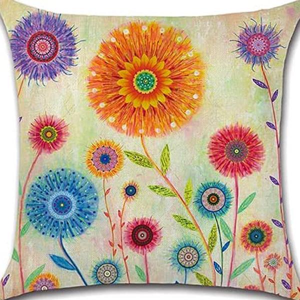 Retro Plant Floral Print Linen Pillow Case Home Living Room Sofa Car Cushion Pillow