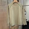 Unisex Autumn/Winter Patchwork Color Block Fleece Long Sleeve T-Shirt