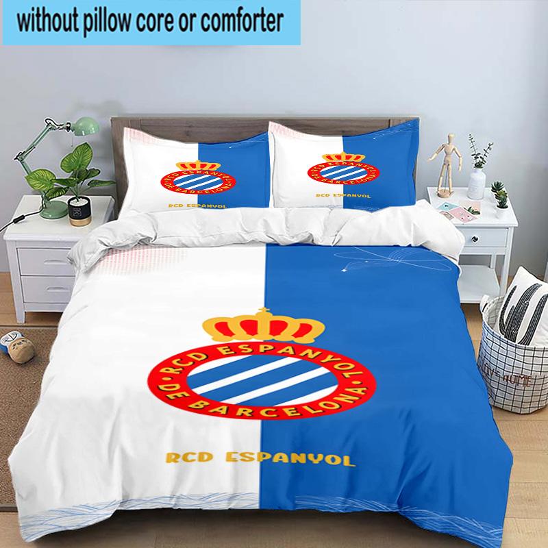 3PCS Football Espanyol Design Bedding Set,Including 1pc Duvet Cover And 2pcs Pillowcases Perfect for Bedroom, Dormitory, Fan Christmas gift