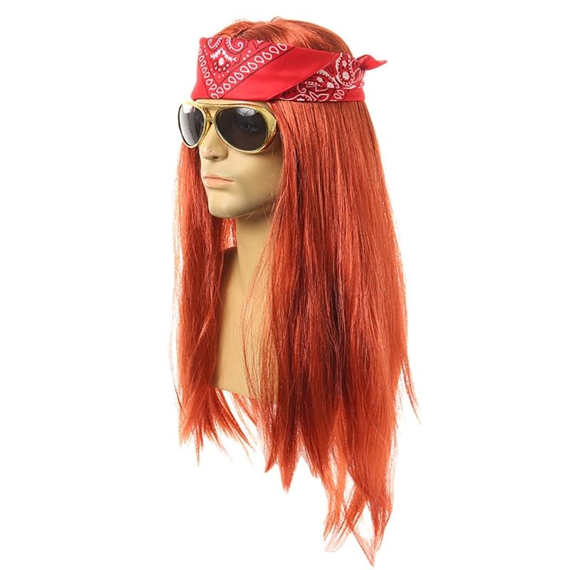 70s 80s Disco Wigs Costume Accessory Set Long Curlier Hat Sunglasses Rocker Costume Set Wigs Rocker Party Fancy Dress Up