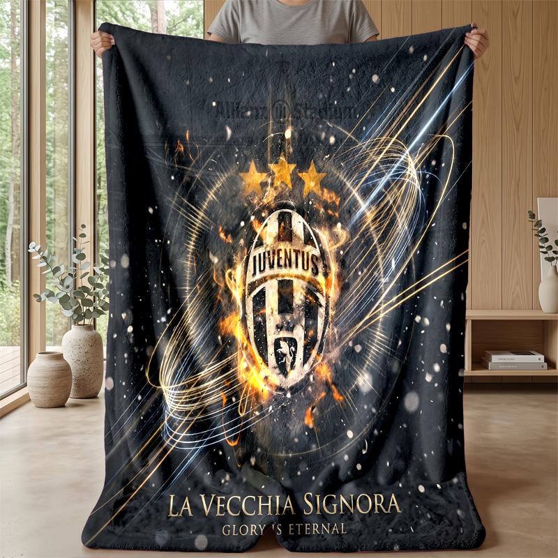 Juventus FC Theme Blanket Soft Flannel Blanket Plush Throw Blanket Cozy Sofa Bed Blanket for Home Decor