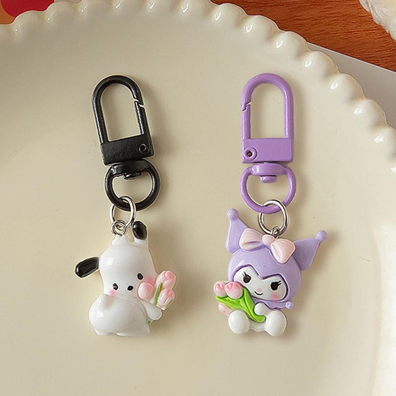Cute Creative Tulip Animals Keychain Sweet Cartoon Anime Pendant Fashion Exquisite Backpack Hanging Ornaments Accessries Gifts
