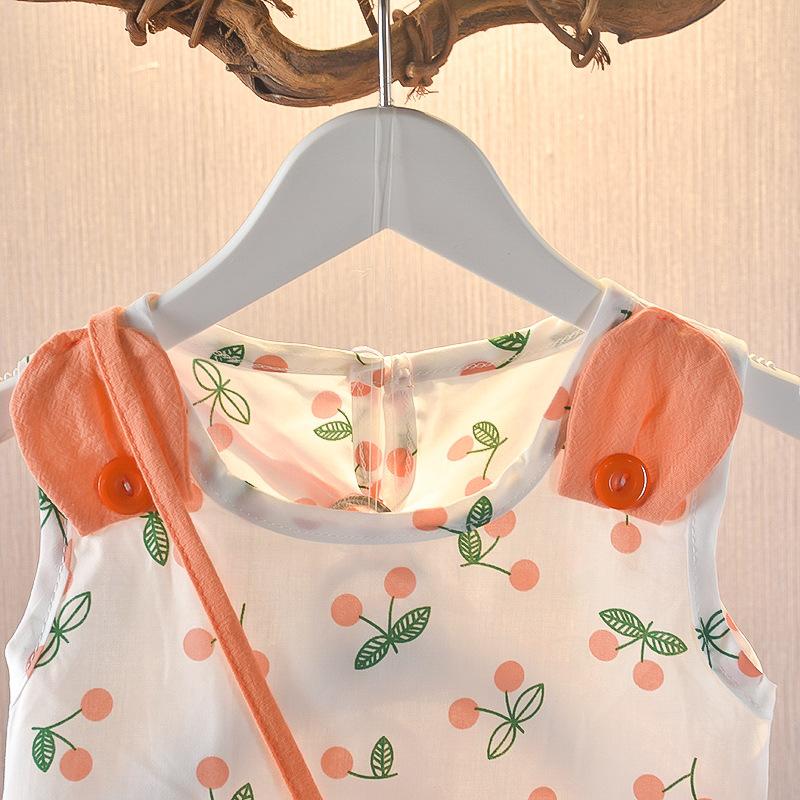Girls Summer Princess Two Piece Set Short Sleeve Top And Skirt Fashionable Outfit For Little Kids