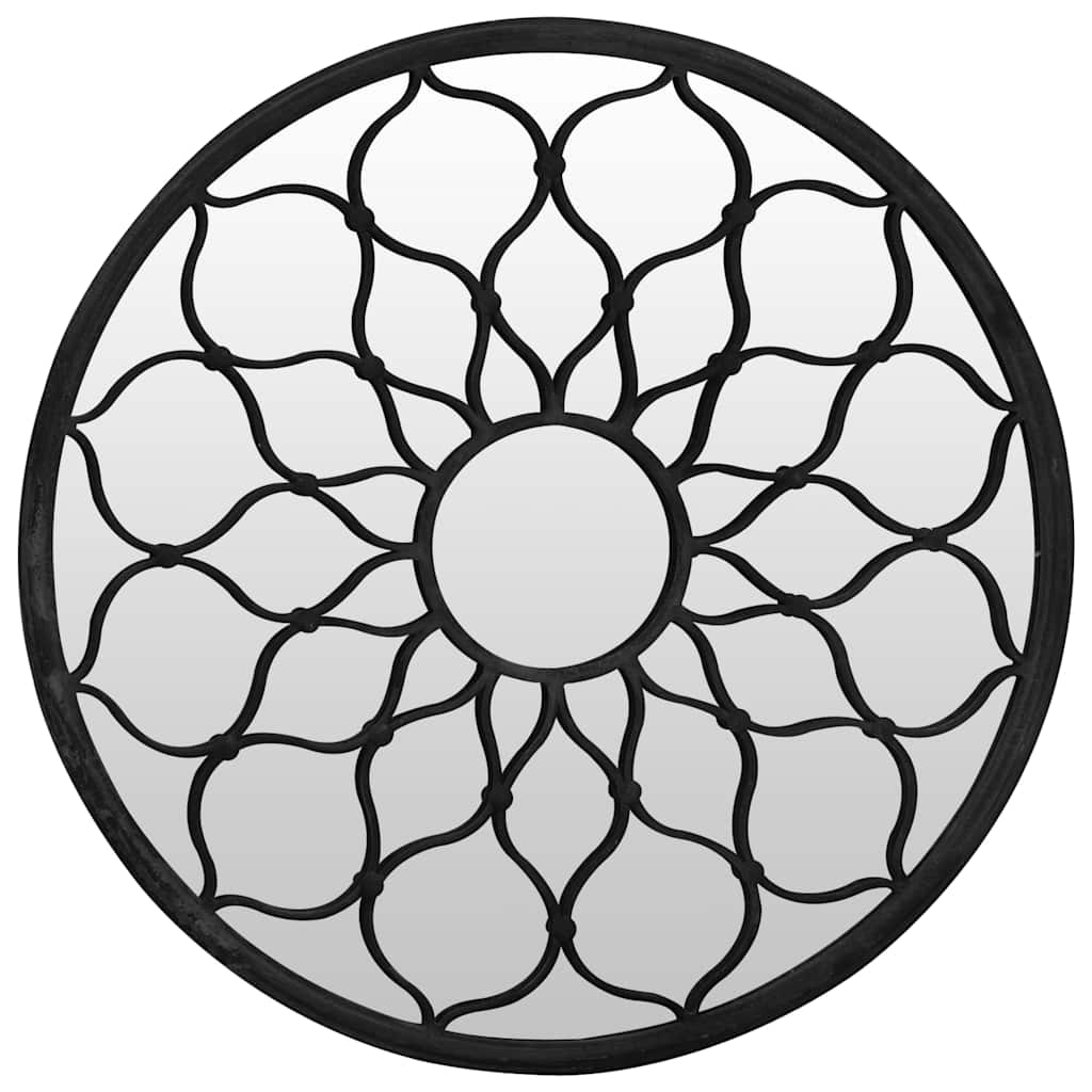 Garden Mirror Black 40x3 Cm Iron Round