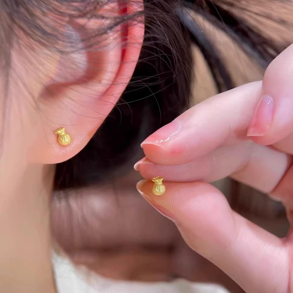 Golden Lucky Bag Earrings Women s New Popular Niche Design Earrings Earrings