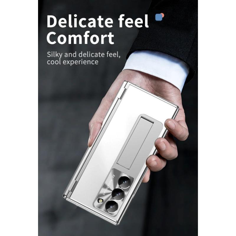 Metal Aluminum Alloy Case for Samsung Galaxy Z Fold 6 5 4 3 with Touch Pen Leather Full Protector Glass Film Stand Folding Cover