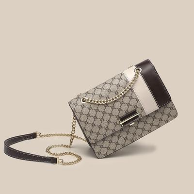 2023 New Fashion Texture Print Cross-body Chain Bag Paneled Bag One-shoulder Carry Armpit Small Square Bag Trend