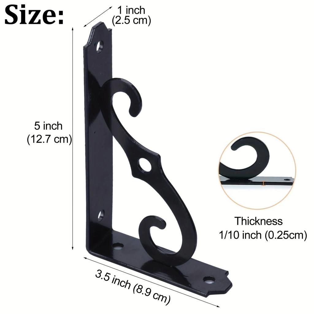 2 PCS Decorative 5 Inch Wall Mount Floating Shelf Bracket for Wall Storage Rack Wall Mounted Partition Load Bearing Support Brac