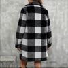 European and American cross-border autumn/winter new double-sided plush casual plaid long lapel button cardigan, women's jacket