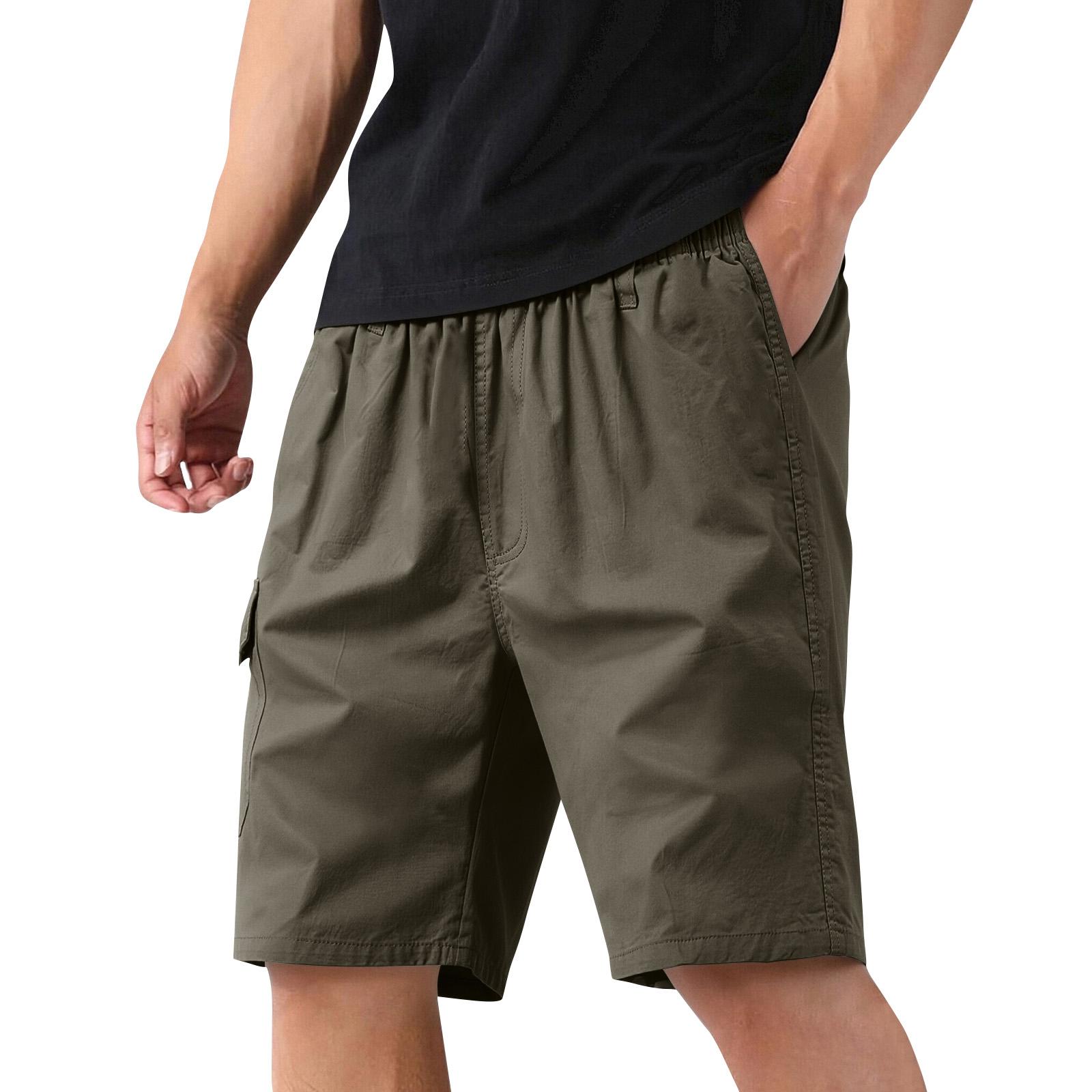 Men’s Lightweight Casual Multi Pocket Cargo Shorts Loose Fit Summer Breathable Elastic Waist Outdoor Shorts XL