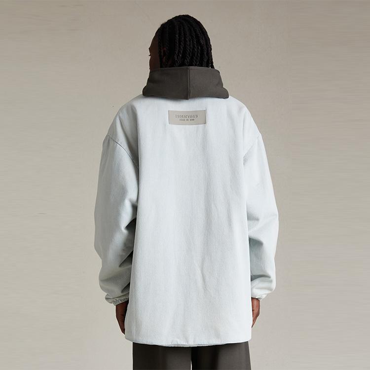 Fear of God Essentials Filled Shirt Jacket Light Washed Denim Men Outerwear Blue 202SP244590F