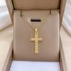 Trendy Simple Zircon Cross Pendant Necklace for Women Men Stainless Steel Chain Fashion Cross Jewelry Accessories Gifts