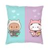 Romantic Mochi Cat Peach And Goma Square Pillow Case Home Decor Cushions Throw Pillow For Car Double-Sided Printing