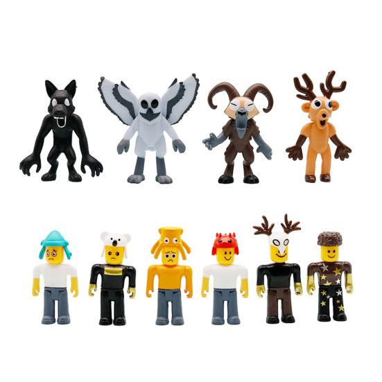 6/10/12/18Pcs Survival Horror Game Action Figure Cartoon Deer Owl Wolf Men Figurine Statue Decoration Ornament Forest Night Game Fans Collectibles