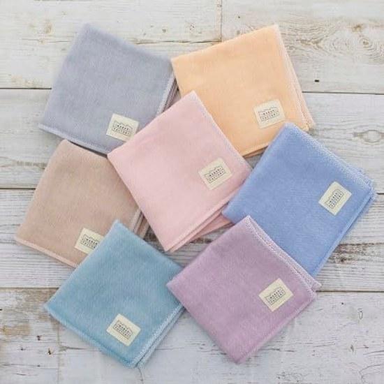 Imabari Factory Towel Handkerchief 7days 7-piece set approximately 2525cm (per piece) Made Japan GrayBeigeOrangePinkPurpleGreenNavy