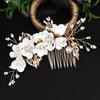Golden Leaf Hair Comb Headpiece Handmade Bridal Crown Hair Accessory Flower Insert Comb Hair Accessory Bridal Jewelry