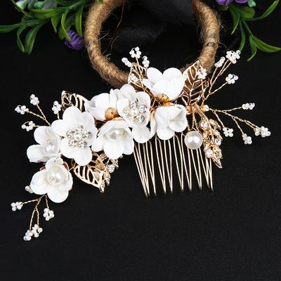 Golden Leaf Hair Comb Headpiece Handmade Bridal Crown Hair Accessory Flower Insert Comb Hair Accessory Bridal Jewelry