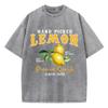 Woman Washed T-Shirts Hand Picked Lemon Always Fresh Print Short Sleeve Cotton Crewneck Oversize Tops Vintage Clothes