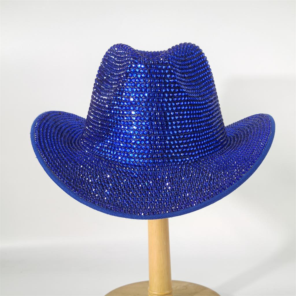 Super Glitzernder Cowboyhut Mit Strasssteinen Unter Den Lichtern Rot/Weiß Fedora Hut Bühnenbankett Hut Modischer Handgefertigter Hut