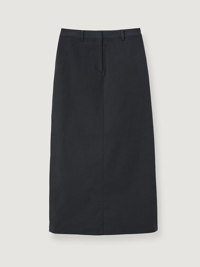 B Muse Mansion Back Slit H-Line Long Skirt - Charcoal