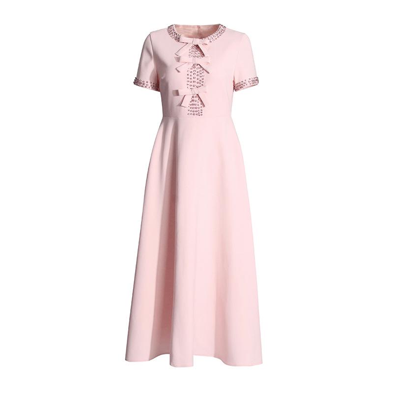 

Весна 2025 года. Высококачественное платье с длинной юбкой, украшенное бриллиантами, бантом и высокой талией L розовый